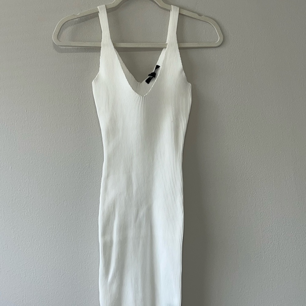 White V-Neck Dress